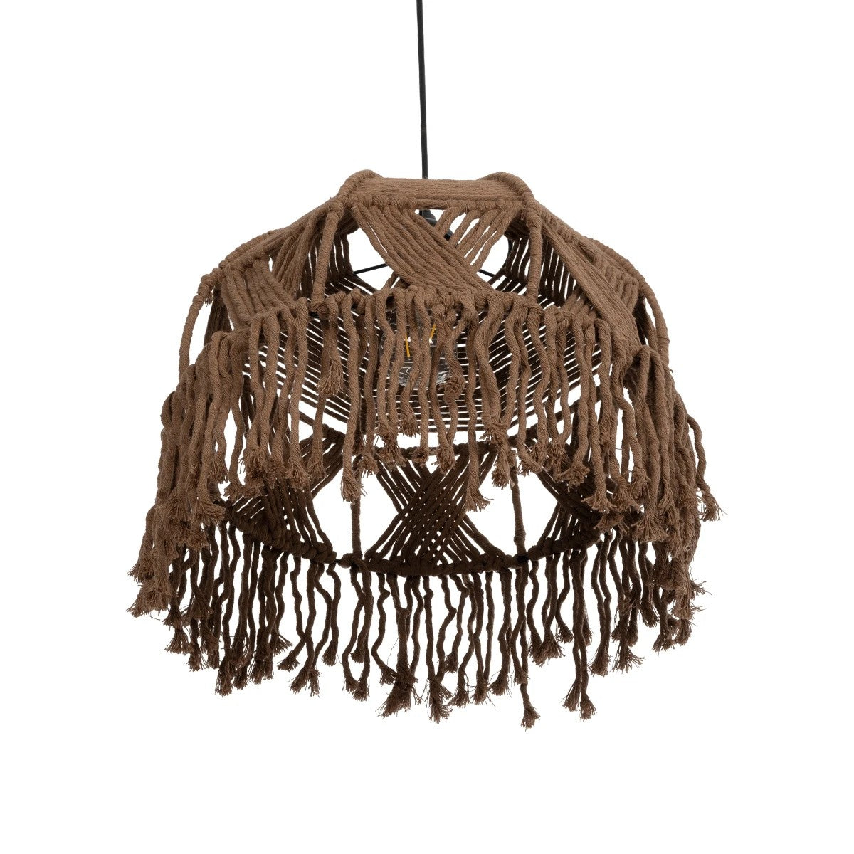 TONA 205-0016 Boho Κρεμαστό Φωτιστικό Οροφής με Ντουί 1 x E27 AC 220-240V IP20 - Καφέ- M40 x Π40 x Υ38