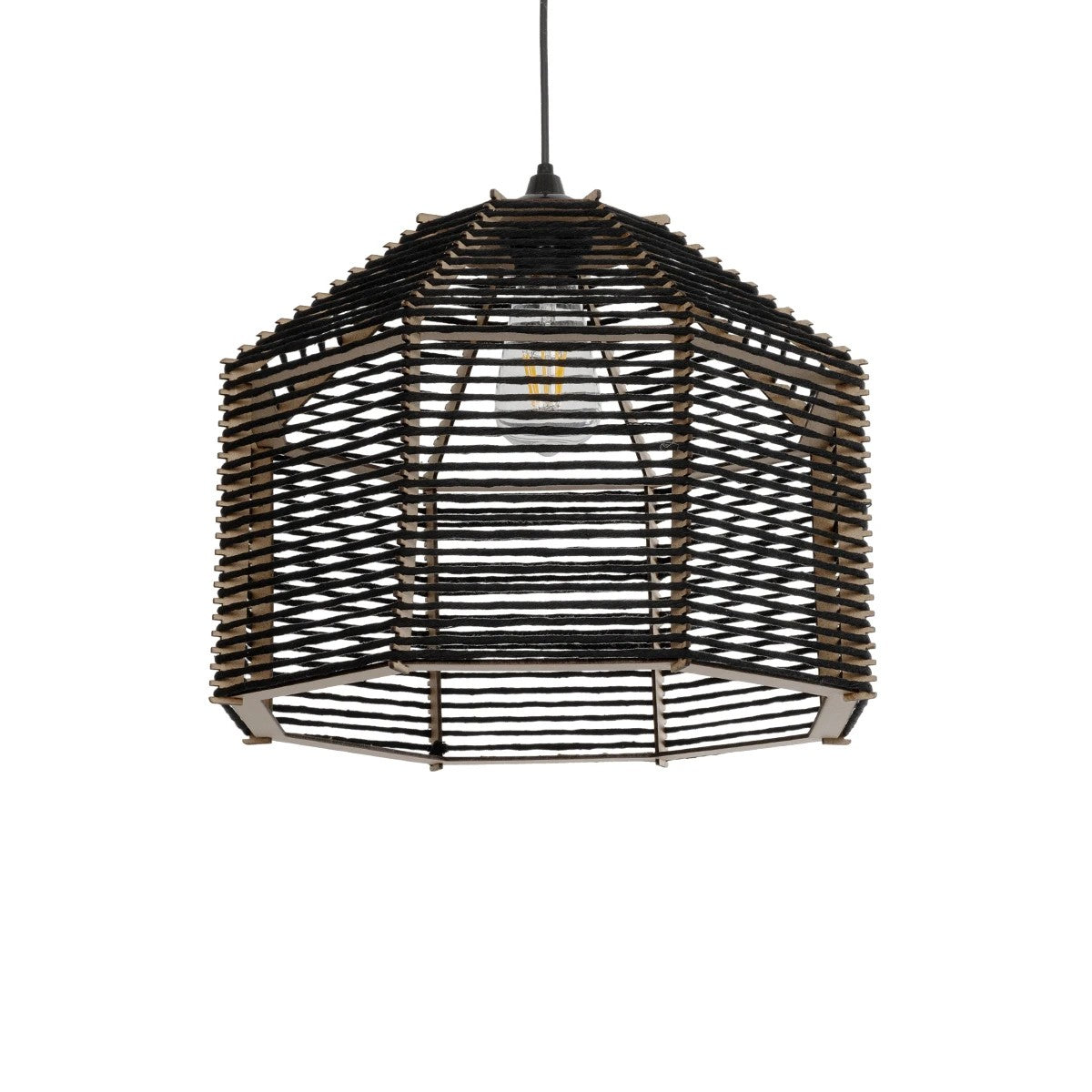 VORK 205-0027 Boho Κρεμαστό Φωτιστικό Οροφής με Ντουί 1 x E27 AC 220-240V IP20 - Μαύρο - M40 x Π40 x Υ36