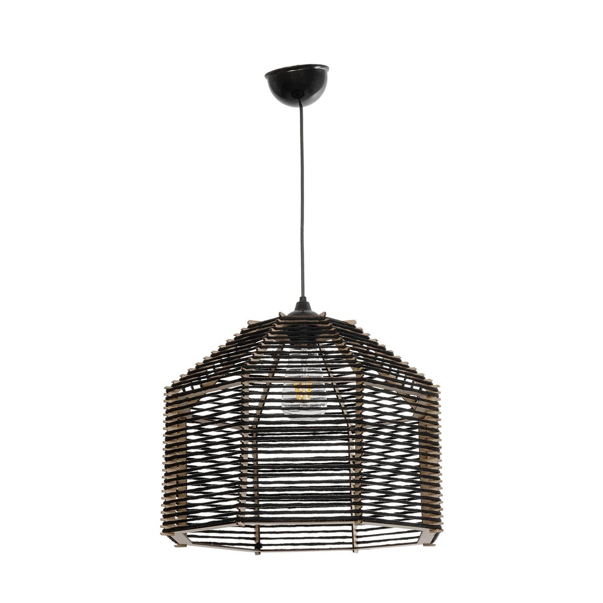 VORK 205-0027 Boho Κρεμαστό Φωτιστικό Οροφής με Ντουί 1 x E27 AC 220-240V IP20 - Μαύρο - M40 x Π40 x Υ36