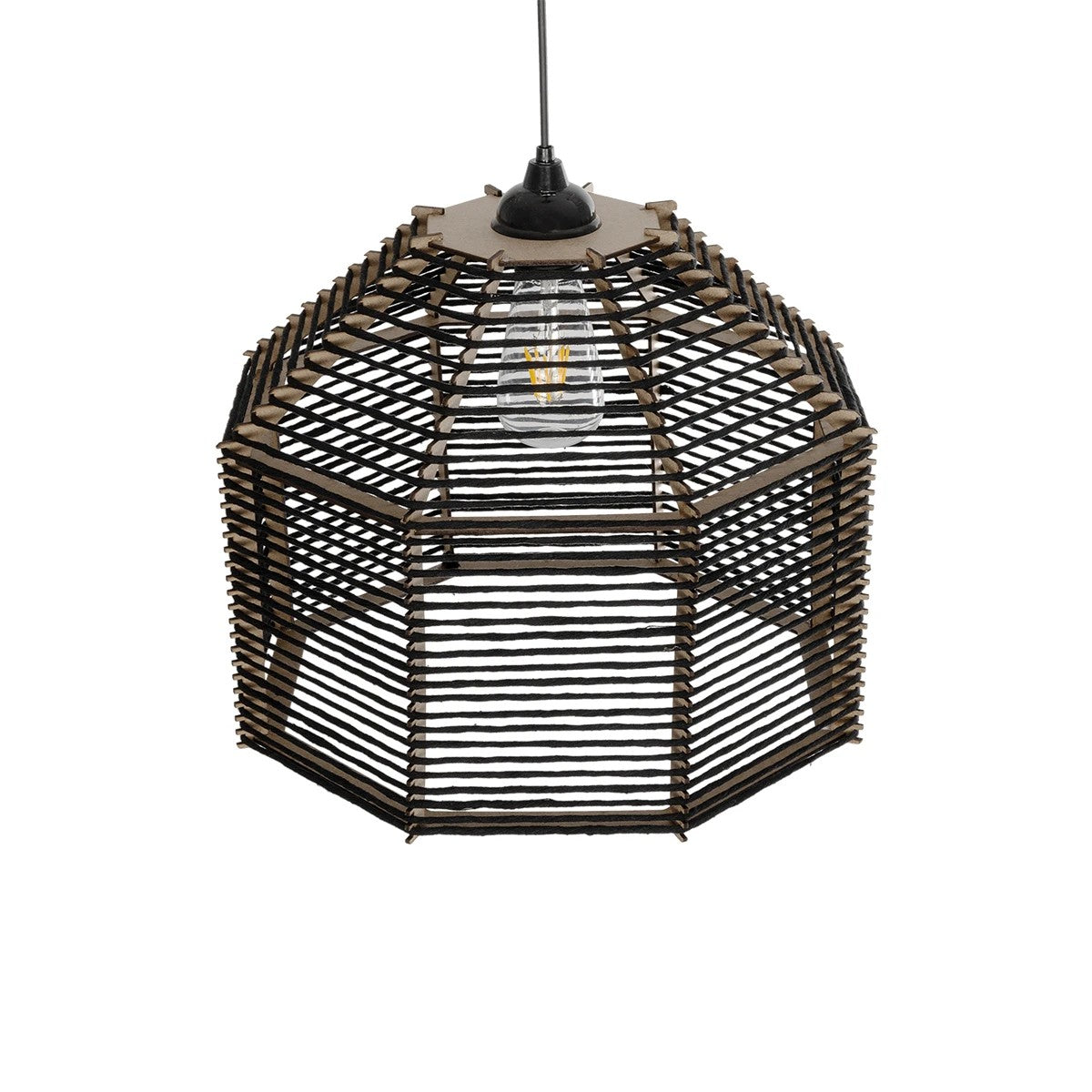 VORK 205-0027 Boho Κρεμαστό Φωτιστικό Οροφής με Ντουί 1 x E27 AC 220-240V IP20 - Μαύρο - M40 x Π40 x Υ36