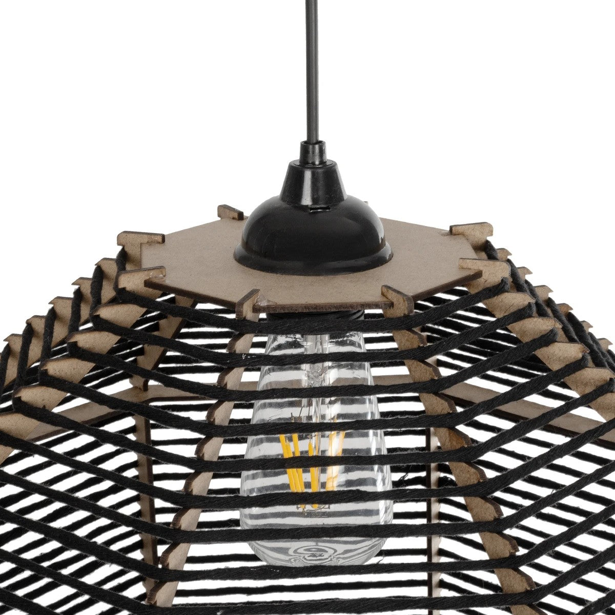 VORK 205-0027 Boho Κρεμαστό Φωτιστικό Οροφής με Ντουί 1 x E27 AC 220-240V IP20 - Μαύρο - M40 x Π40 x Υ36