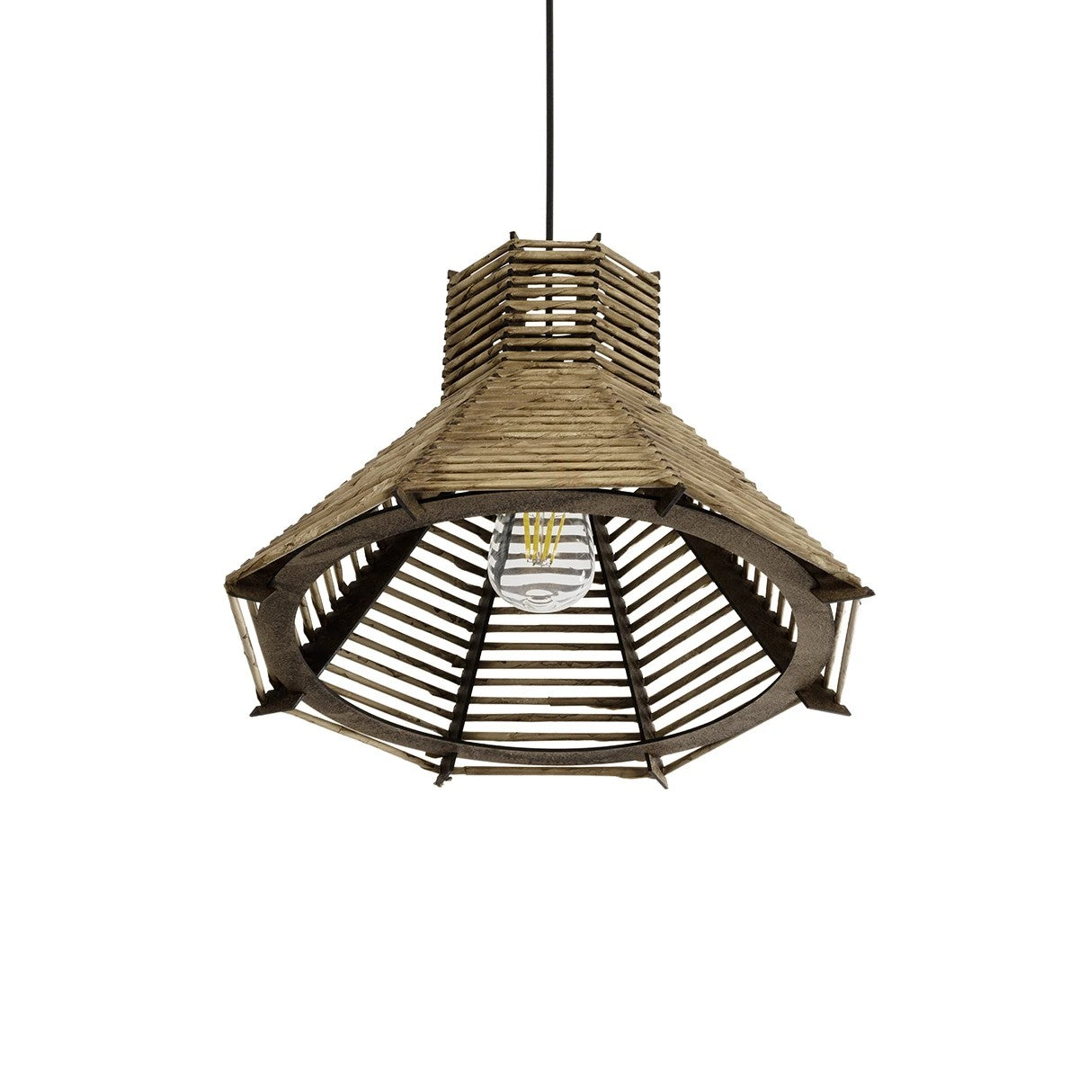 MEGALISTO 205-0051 Boho Κρεμαστό Φωτιστικό Οροφής με Ντουί 1 x E27 AC 220-240V IP20 - Καφέ- M40 x Π40 x Υ26