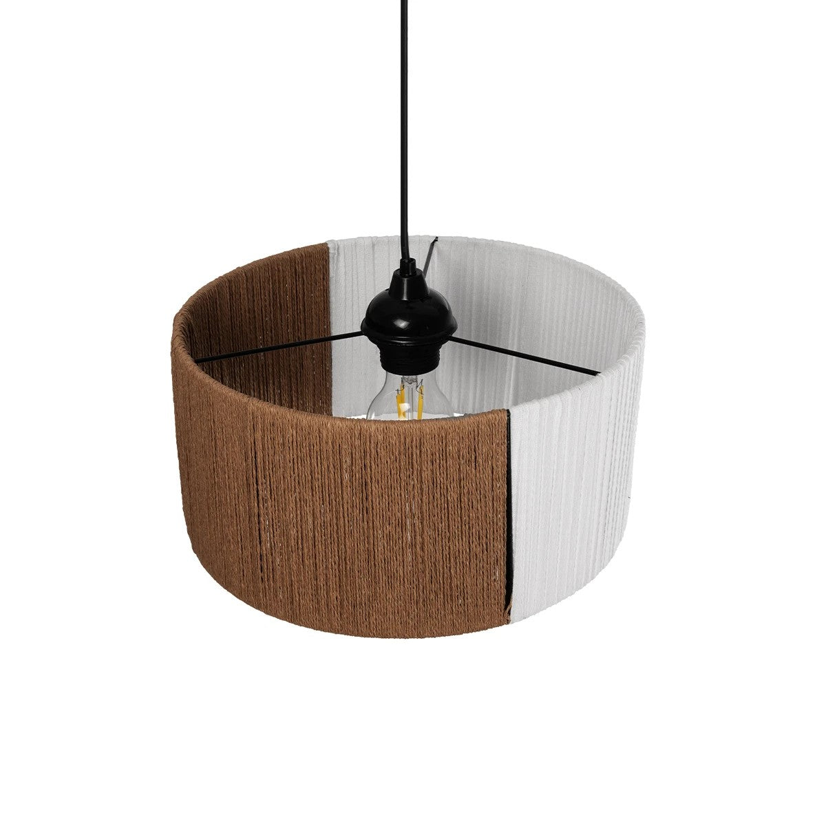 TAG 205-0059 Boho Κρεμαστό Φωτιστικό Οροφής με Ντουί 1 x E27 AC 220-240V IP20 - Λευκό & Καφέ - M30 x Π30 x Υ18