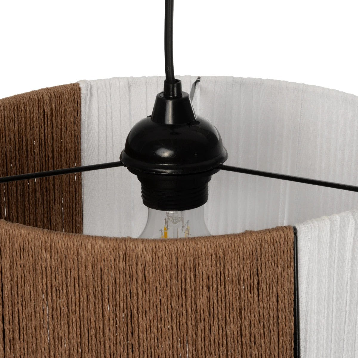 TAG 205-0059 Boho Κρεμαστό Φωτιστικό Οροφής με Ντουί 1 x E27 AC 220-240V IP20 - Λευκό & Καφέ - M30 x Π30 x Υ18