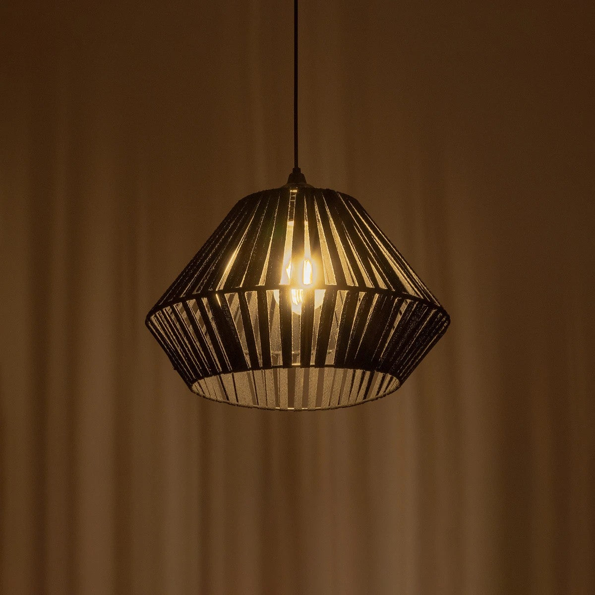 NUI 205-0061 Boho Κρεμαστό Φωτιστικό Οροφής με Ντουί 1 x E27 AC 220-240V IP20 - Μαύρο - M36 x Π36 x Υ27