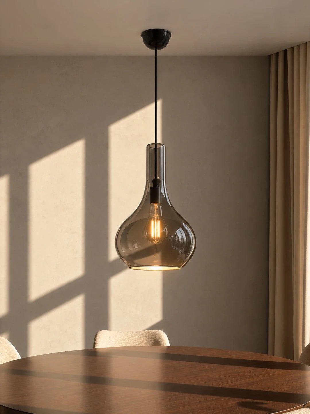 TONE 206-0044 Modern Hanging Ceiling Light with 1 x E27 Socket AC 220-240V IP20 - Transparent - L20 x W20 x H36