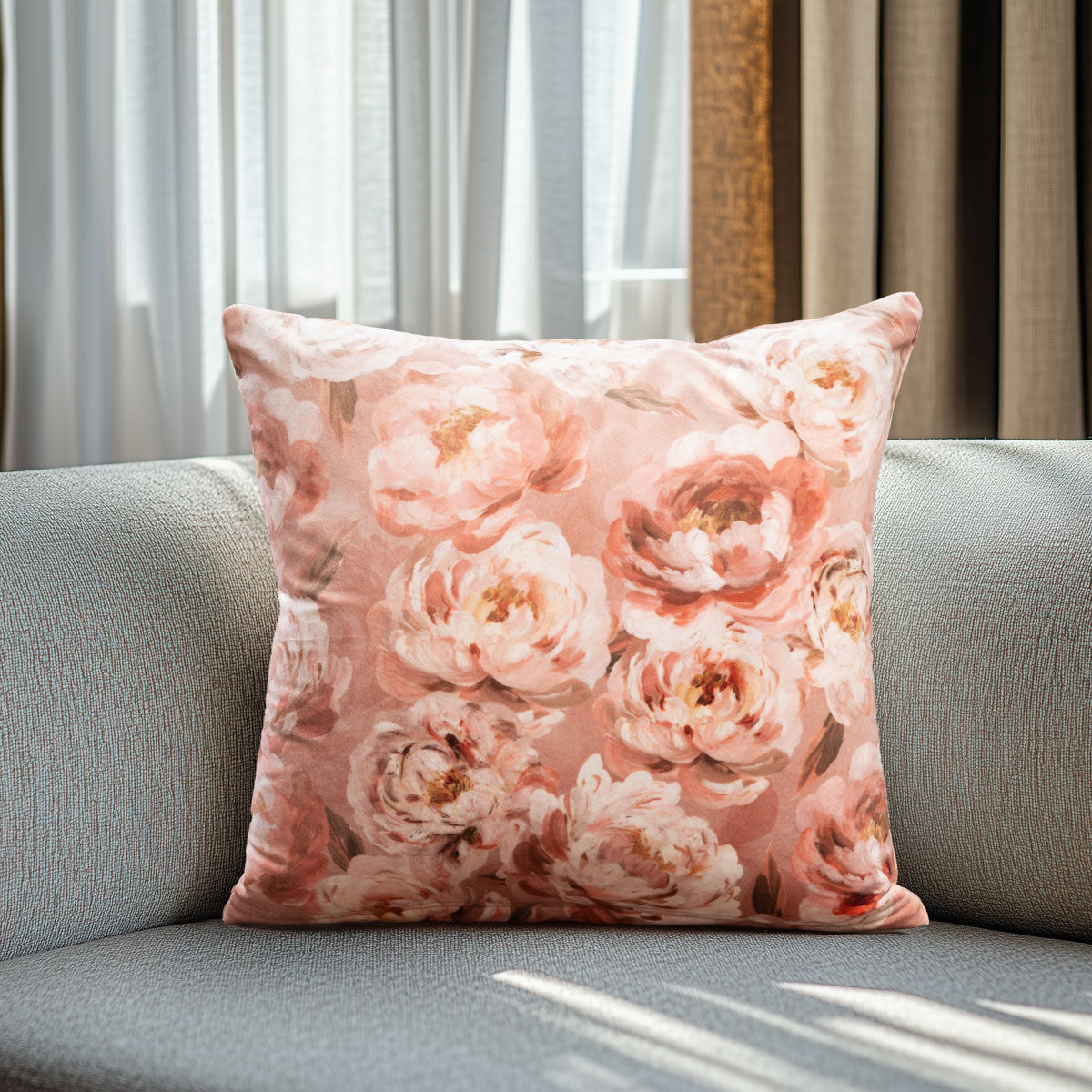 Μαξιλαροθήκη Βελούδο Romantic Peony Dream 45x45εκ