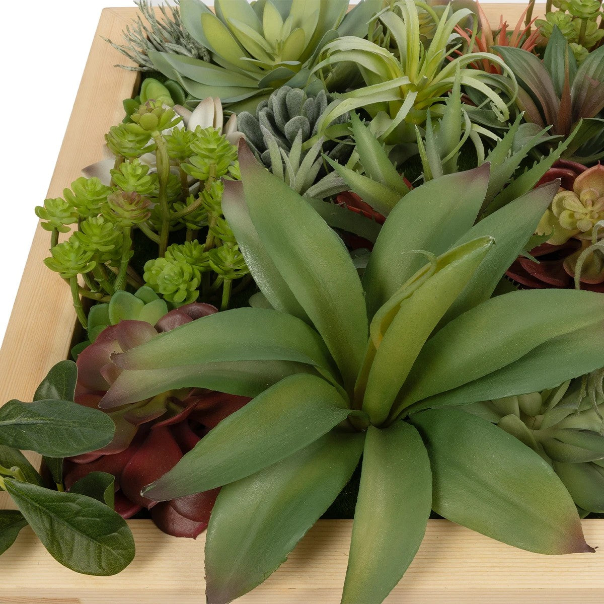 VARIOUS PLANT 20642 Τεχνητό Διακοσμητικό Φυλλωσιάς σε Ξύλινο Πάνελ - Κάθετος Κήπος Μιξ Μ60 x Π40 x Υ20