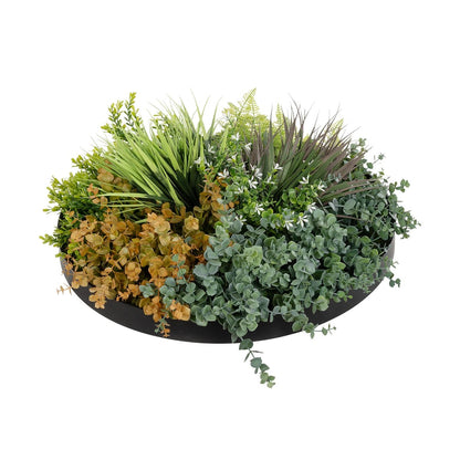 VARIOUS PLANTS ROUND WALL DISC 20688 Τεχνητό Διακοσμητικό Στρογγυλό Πάνελ Φυλλωσιάς - Κάθετος Κήπος Μιξ Μ50 x Π50 x Υ23