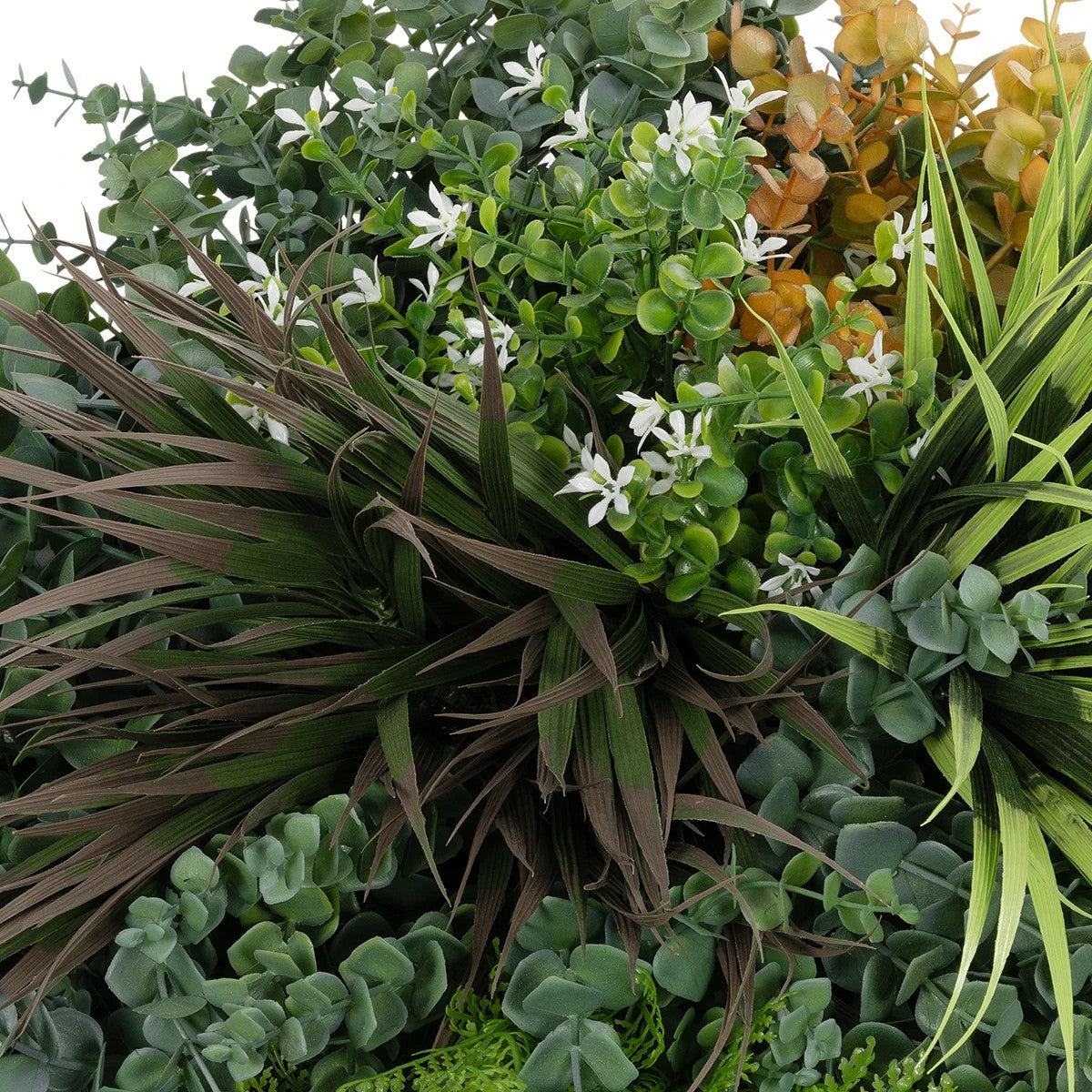 VARIOUS PLANTS ROUND WALL DISC 20688 Τεχνητό Διακοσμητικό Στρογγυλό Πάνελ Φυλλωσιάς - Κάθετος Κήπος Μιξ Μ50 x Π50 x Υ23