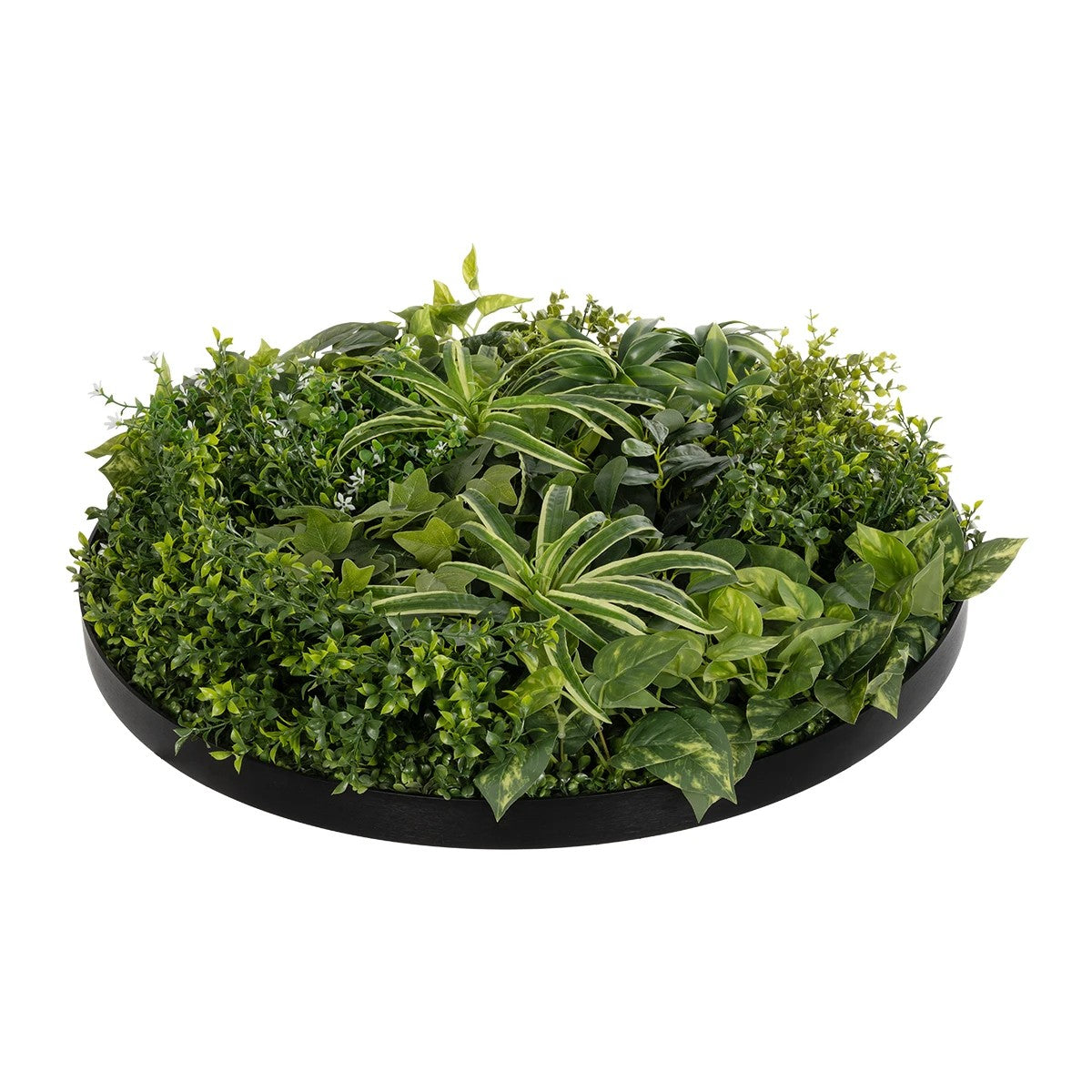 VARIOUS PLANTS ROUND WALL DISC 20689 Τεχνητό Διακοσμητικό Στρογγυλό Πάνελ Φυλλωσιάς - Κάθετος Κήπος Μιξ Μ70 x Π70 x Υ15