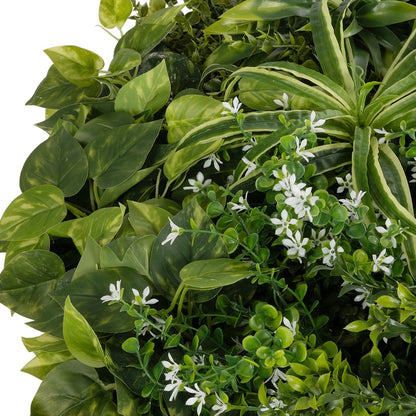 VARIOUS PLANTS ROUND WALL DISC 20689 Τεχνητό Διακοσμητικό Στρογγυλό Πάνελ Φυλλωσιάς - Κάθετος Κήπος Μιξ Μ70 x Π70 x Υ15