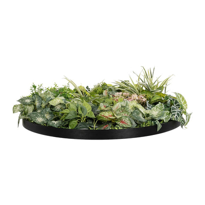 VARIOUS PLANTS ROUND WALL DISC 20690 Τεχνητό Διακοσμητικό Στρογγυλό Πάνελ Φυλλωσιάς - Κάθετος Κήπος Μιξ Μ80 x Π80 x Υ20
