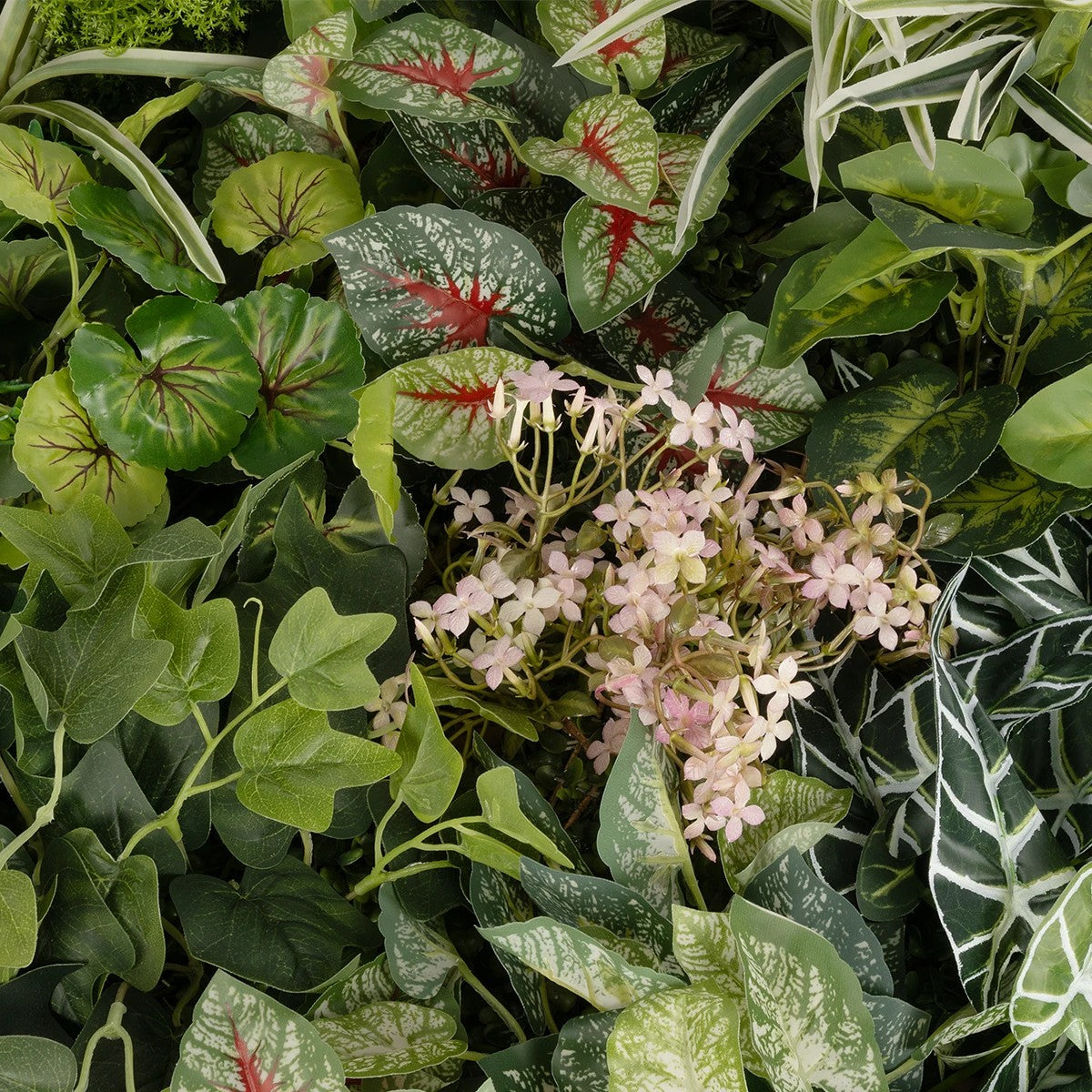 VARIOUS PLANTS ROUND WALL DISC 20690 Τεχνητό Διακοσμητικό Στρογγυλό Πάνελ Φυλλωσιάς - Κάθετος Κήπος Μιξ Μ80 x Π80 x Υ20