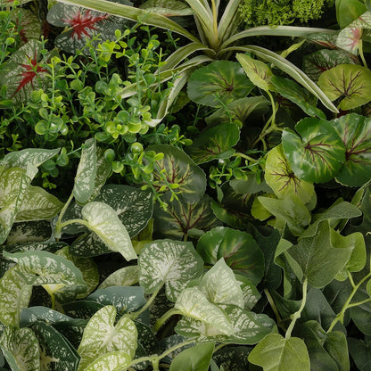 VARIOUS PLANTS ROUND WALL DISC 20690 Τεχνητό Διακοσμητικό Στρογγυλό Πάνελ Φυλλωσιάς - Κάθετος Κήπος Μιξ Μ80 x Π80 x Υ20
