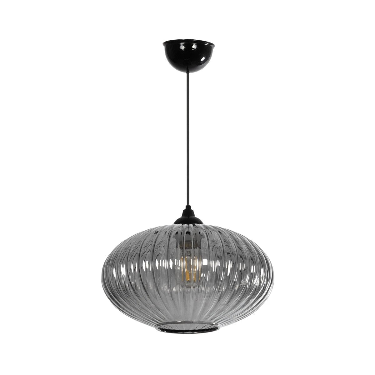 PERA 206-0010 Μοντέρνο Κρεμαστό Φωτιστικό Οροφής με Ντουί 1 x E27 AC 220-240V IP20 - Μαύρο Φιμέ - Μ30 x Π30 x Υ22