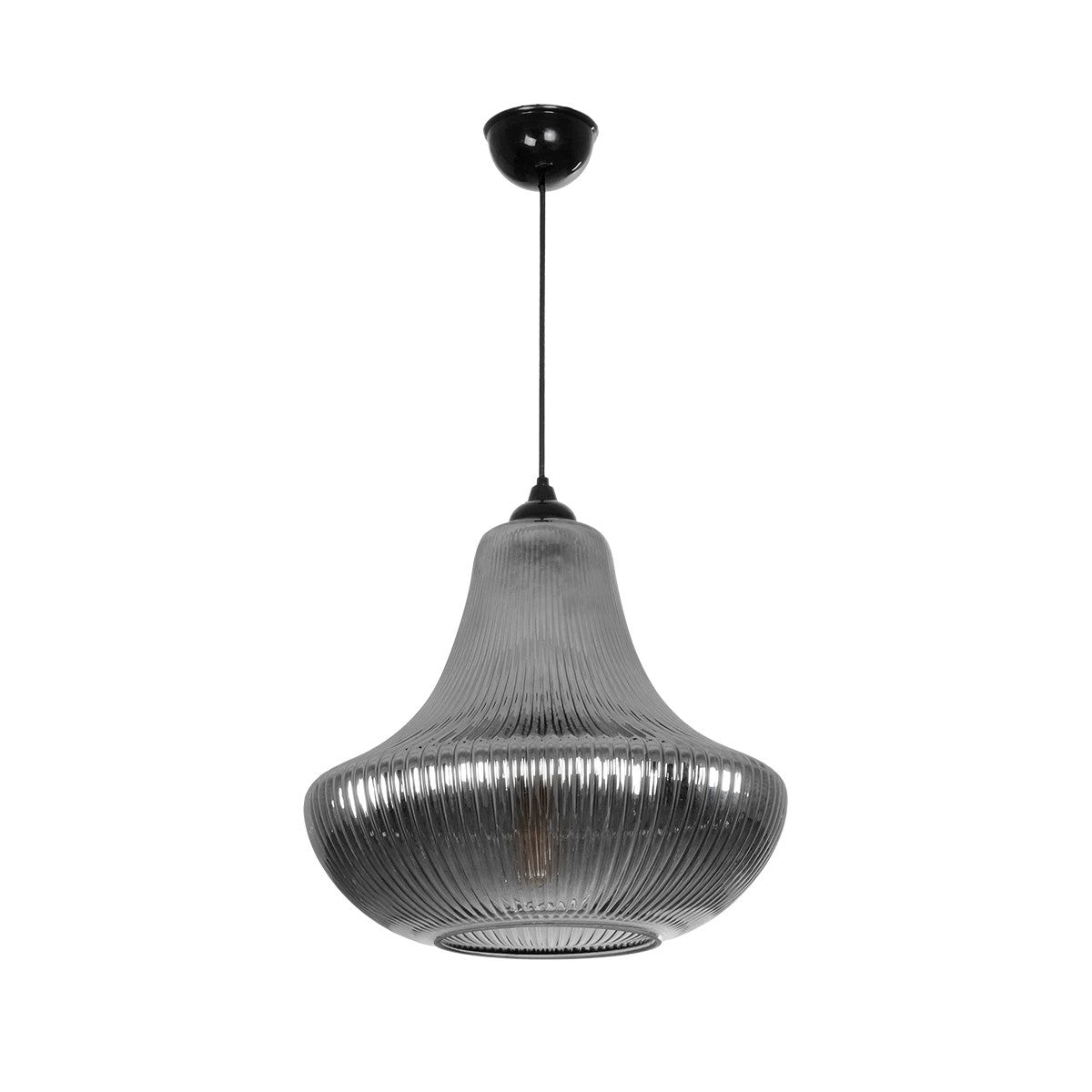 VERRE 206-0021 Μοντέρνο Κρεμαστό Φωτιστικό Οροφής με Ντουί 1 x E27 AC 220-240V IP20 - Μαύρο Φιμέ - Μ38 x Π38 x Υ34