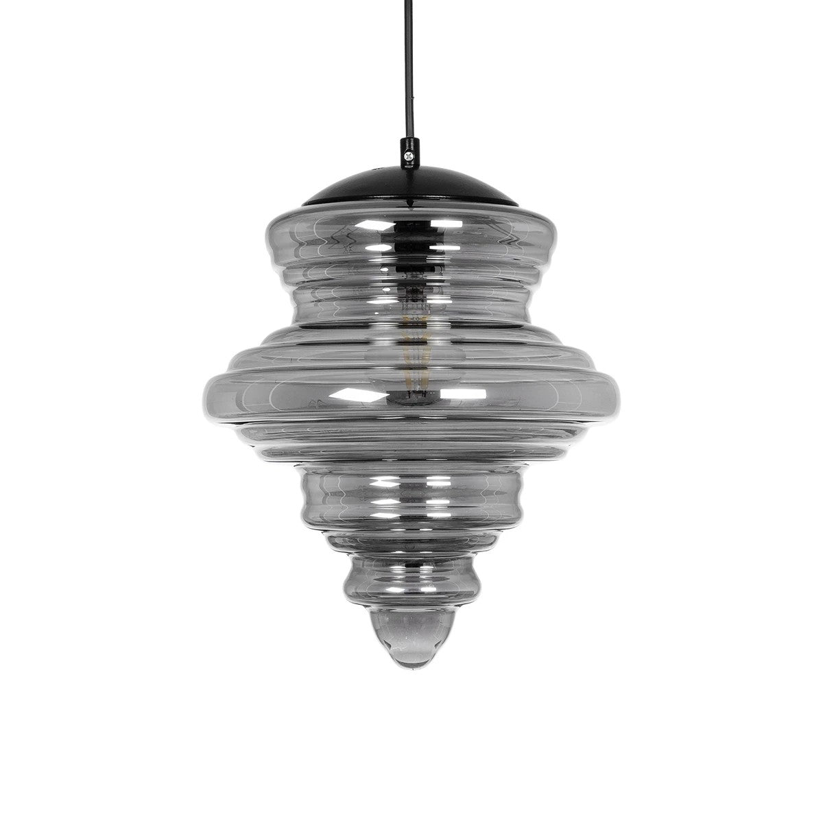 CORTE 206-0028 Μοντέρνο Κρεμαστό Φωτιστικό Οροφής με Ντουί 1 x E27 AC 220-240V IP20 - Μαύρο Φιμέ - Μ25 x Π25 x Υ30