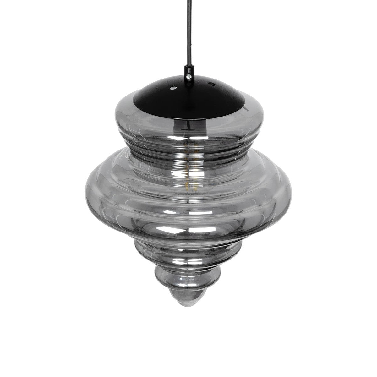 CORTE 206-0028 Μοντέρνο Κρεμαστό Φωτιστικό Οροφής με Ντουί 1 x E27 AC 220-240V IP20 - Μαύρο Φιμέ - Μ25 x Π25 x Υ30