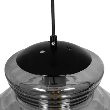 CORTE 206-0028 Μοντέρνο Κρεμαστό Φωτιστικό Οροφής με Ντουί 1 x E27 AC 220-240V IP20 - Μαύρο Φιμέ - Μ25 x Π25 x Υ30