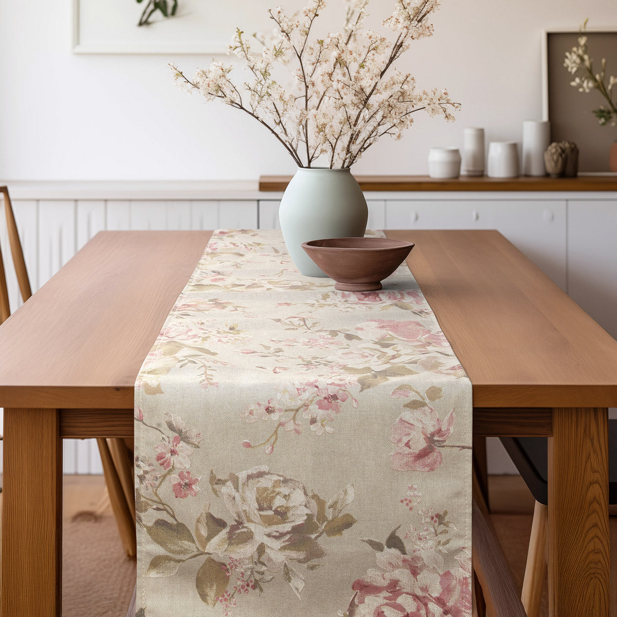 Ράννερ Κλασικό Φλοράλ Μπεζ 32x150εκ