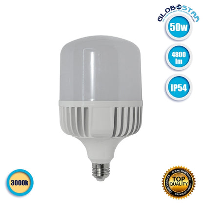 Λάμπα LED E27 High Bay 50W 230V 4800lm 260° Αδιάβροχη IP54 Θερμό Λευκό 3000k GloboStar 60065