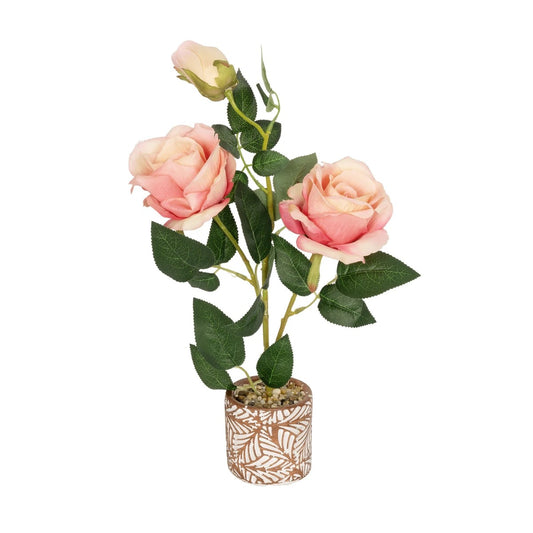 PINK ROSE 20984 Διακοσμητικό Φυτό Ροζ Τριαντάφυλλα Υ38cm