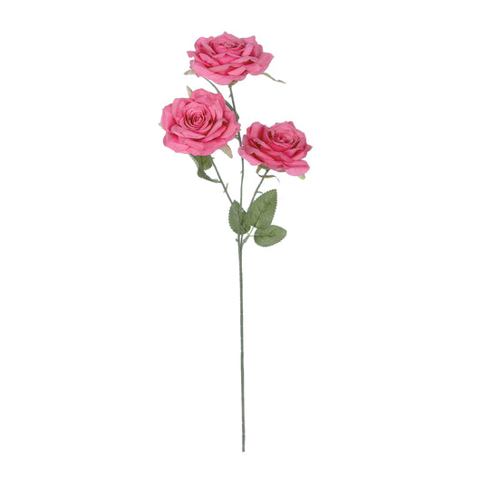 HOT PINK ROSE BRANCH 21135 Τεχνητό Διακοσμητικό Κλαδί Τριαντάφυλλο Έντονο Ροζ Y66cm