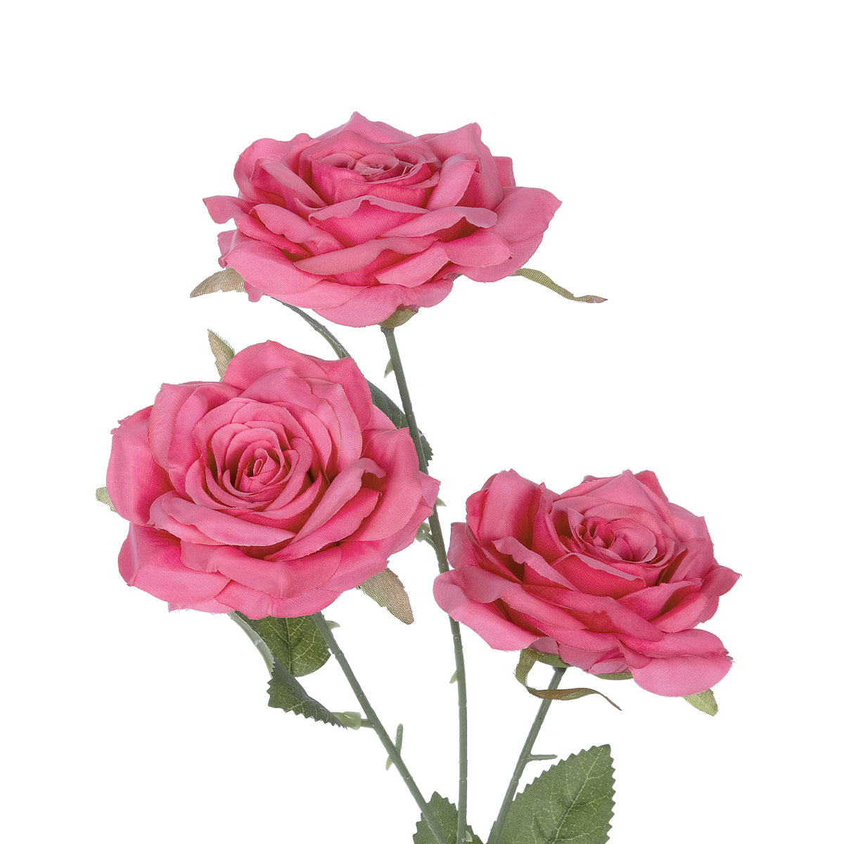 HOT PINK ROSE BRANCH 21135 Τεχνητό Διακοσμητικό Κλαδί Τριαντάφυλλο Έντονο Ροζ Y66cm