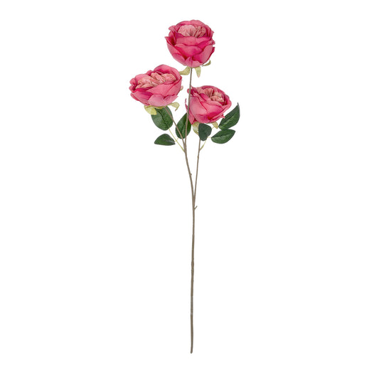 HOT PINK ROSE BRANCH 21139 Τεχνητό Διακοσμητικό Κλαδί έντονο Ροζ Τριαντάφυλλο Y70cm