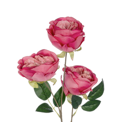 HOT PINK ROSE BRANCH 21139 Τεχνητό Διακοσμητικό Κλαδί έντονο Ροζ Τριαντάφυλλο Y70cm