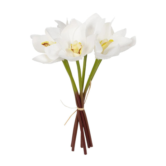 WHITE ORCHID BOUQUET 21151 Τεχνητό Διακοσμητικό Μπουκέτο Λευκής Ορχιδέας Y26cm