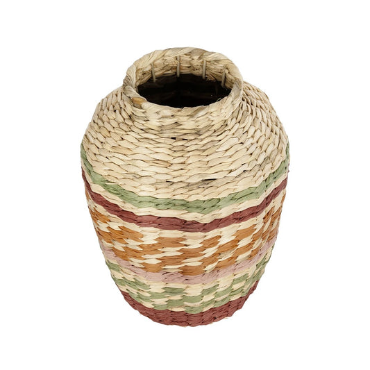 TORONTO 21224 Διακοσμητικό Πλεκτό Καλάθι - Κασπώ Γλάστρα - Flower Pot Μπεζ με Πολύχρομο Π25 x M25 x Υ32cm