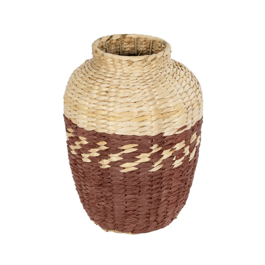 TOULOUSE 21225 Διακοσμητικό Πλεκτό Καλάθι - Κασπώ Γλάστρα - Flower Pot Μπεζ με Κόκκινο Π25 x M25 x Υ32cm