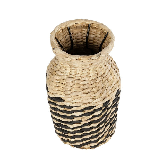VERSALLES 21226 Διακοσμητικό Πλεκτό Καλάθι - Κασπώ Γλάστρα - Flower Pot Μπεζ με Μαύρο Π16 x M16 x Υ25cm
