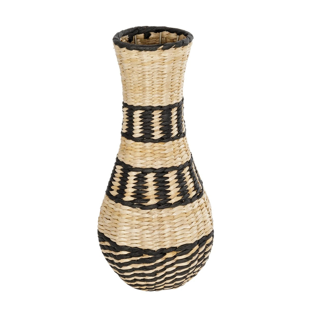 MONTMARTRE 21227 Διακοσμητικό Πλεκτό Καλάθι - Κασπώ Γλάστρα - Flower Pot Μπεζ με Μαύρο Π20 x M20 x Υ42cm