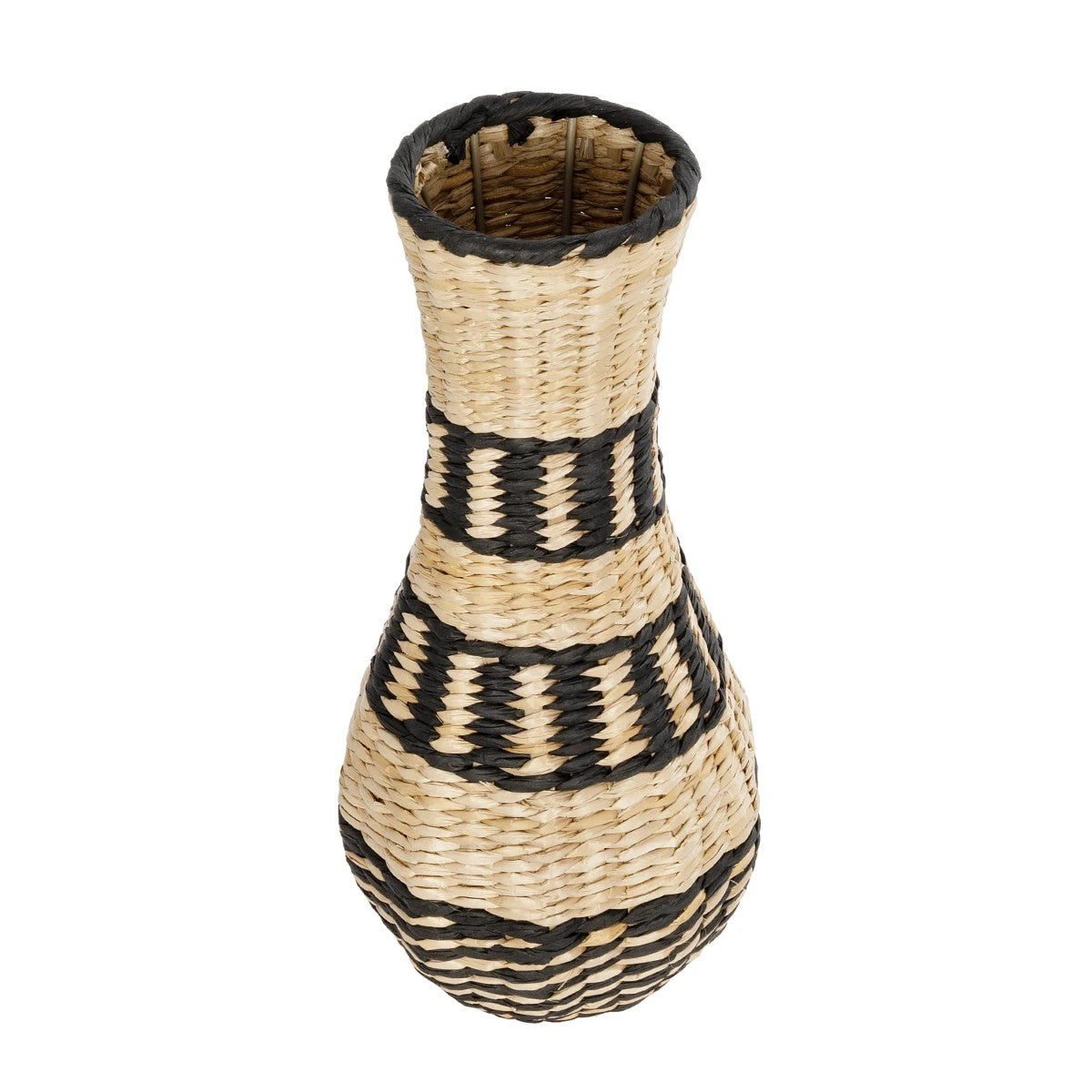 MONTMARTRE 21227 Διακοσμητικό Πλεκτό Καλάθι - Κασπώ Γλάστρα - Flower Pot Μπεζ με Μαύρο Π20 x M20 x Υ42cm