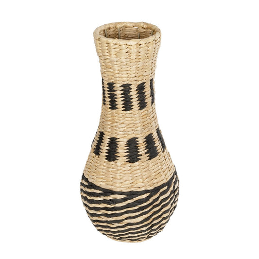 BOLOGNA 21228 Διακοσμητικό Πλεκτό Καλάθι - Κασπώ Γλάστρα - Flower Pot Μπεζ με Μαύρο Π20 x M20 x Υ42cm