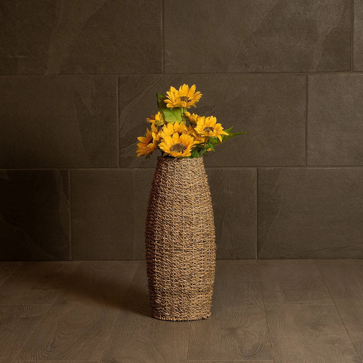 FRANCISCO 21240 Διακοσμητικό Πλεκτό Καλάθι - Κασπώ Γλάστρα - Flower Pot Μπεζ Μ20 x Π20 x Υ41