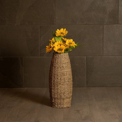 FRANCISCO 21240 Διακοσμητικό Πλεκτό Καλάθι - Κασπώ Γλάστρα - Flower Pot Μπεζ Μ20 x Π20 x Υ41