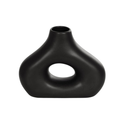 HORIZON 21252 Διακοσμητικό Κεραμικό Βάζo Μαύρο Π18 x Μ6 x Υ15 cm