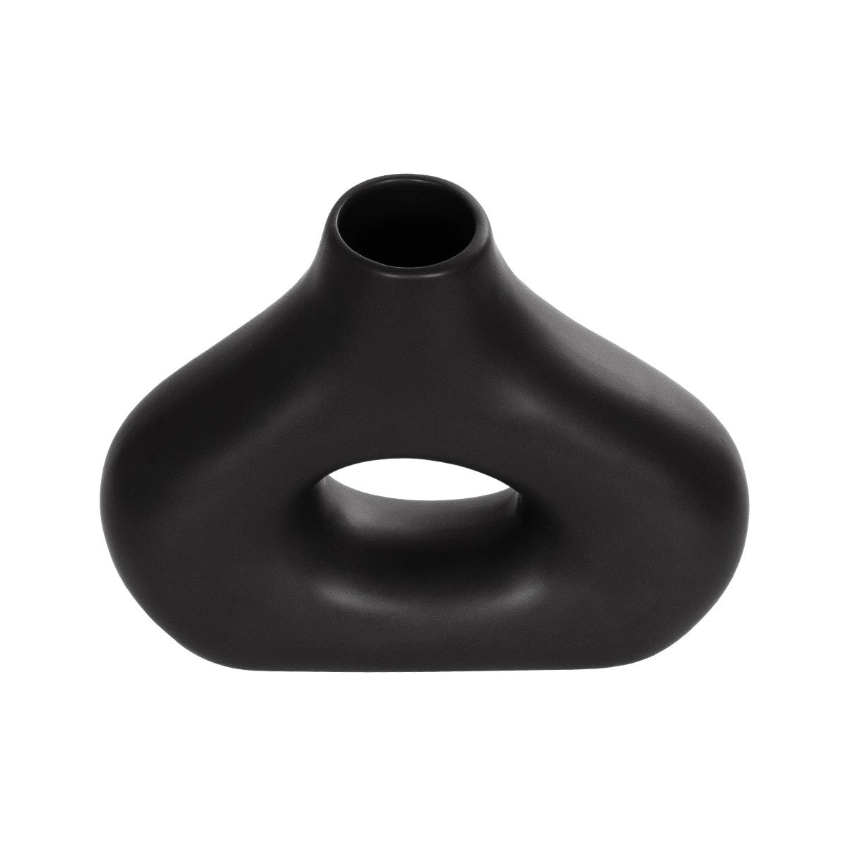 HORIZON 21252 Διακοσμητικό Κεραμικό Βάζo Μαύρο Π18 x Μ6 x Υ15 cm