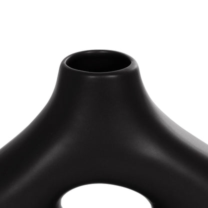 HORIZON 21252 Διακοσμητικό Κεραμικό Βάζo Μαύρο Π18 x Μ6 x Υ15 cm