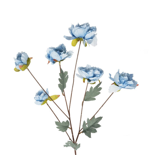 SKY BLUE PAEONIA BRANCH 21306 Τεχνητό Διακοσμητικό Κλαδί Παιώνιας Μπλε Y82cm