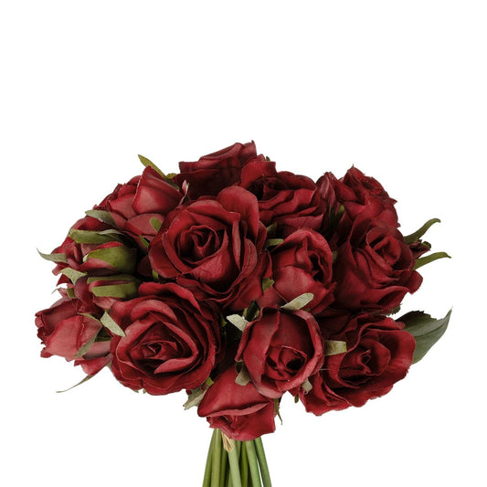 RED ROSE BOUQUET 21307 Τεχνητό Διακοσμητικό Μπουκέτο Τριαντάφυλλα Κόκκινο Y24cm