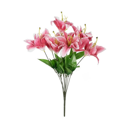 PINK LILY BOUQUET 21314 Τεχνητό Διακοσμητικό Μπουκέτο Ροζ Κρίνα Y55cm