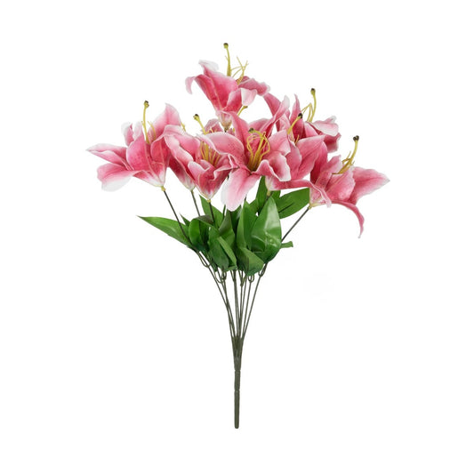 PINK LILY BOUQUET 21314 Τεχνητό Διακοσμητικό Μπουκέτο Ροζ Κρίνα Y55cm