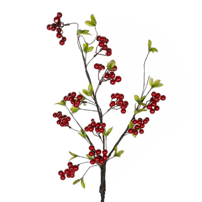 RED HOLLY BERRIES FRUIT BRANCH 21430 Τεχνητό Διακοσμητικό Κλαδί Κόκκινο Γκί Y90cm