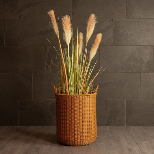 TORINO 21492 Διακοσμητικό Πλεκτό Καλάθι - Κασπώ Γλάστρα - Flower Pot Μπεζ Φ37cm x Υ52cm