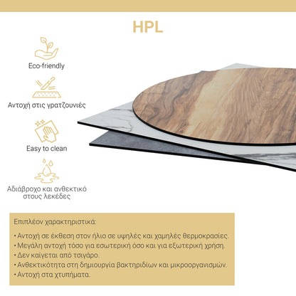 Επιφάνεια Τραπεζιού Relian HPL Μαύρο Όψη Μαρμάρου 69x120εκ Πάχους 12εκ